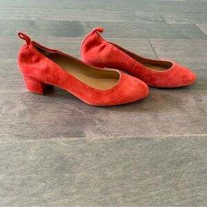 Moving sale**  J.Crew Anya Suede Block heels in Bright Cerise Red